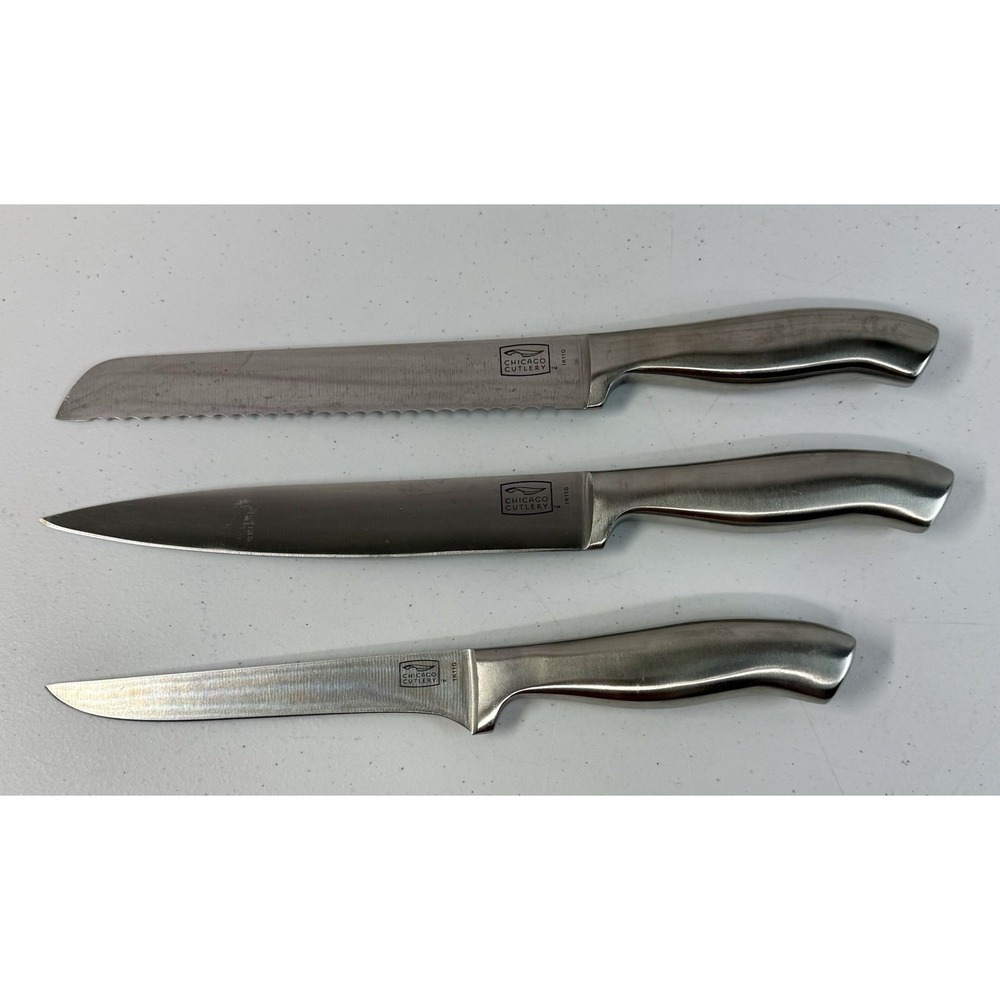 Set of 3 Chicago Cutlery Stainless Steel Knife Large Bread Carving 13"
